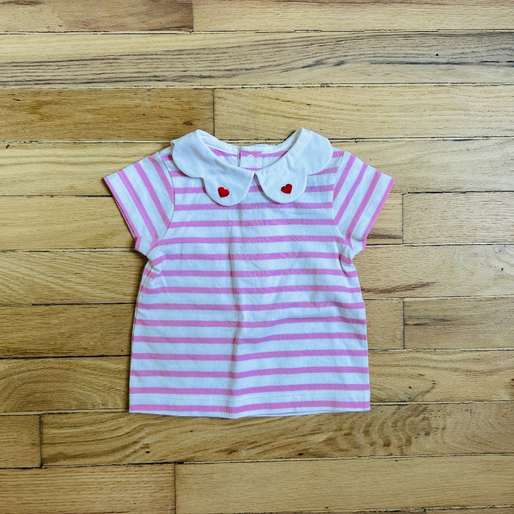 NWT Jacadi Paris 12 months Dalia Blanc/Rose Shirt Blouse